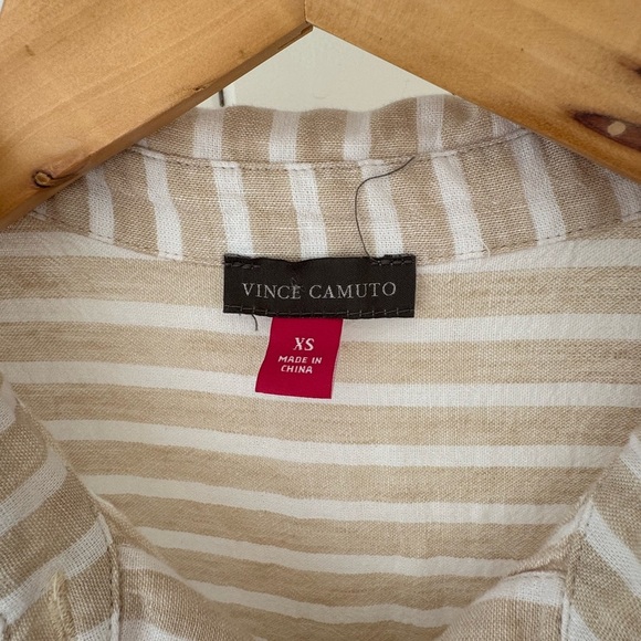 Striped Beige and White Button-Up Dress - Picture 3 of 6